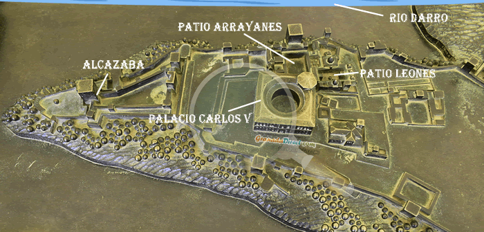 maqueta de la alhambra con zonas principales