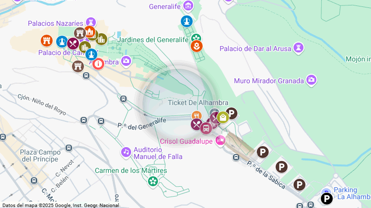 mapa de los edificios de la alhambra