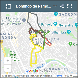 mapa de procesiones de domingo de ramos en granada