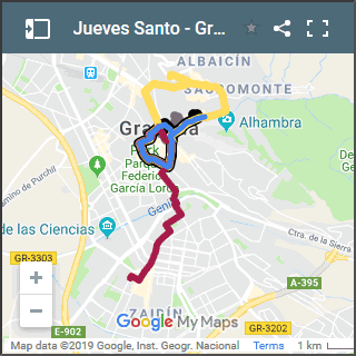 mapa de procesiones de jueves santo en granada