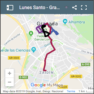 mapa de procesiones de lunes santo en granada