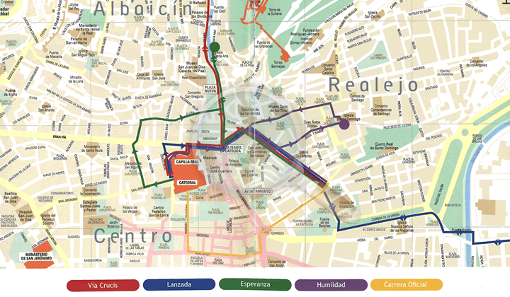 itinerarios de las procesiones martes santo en granada