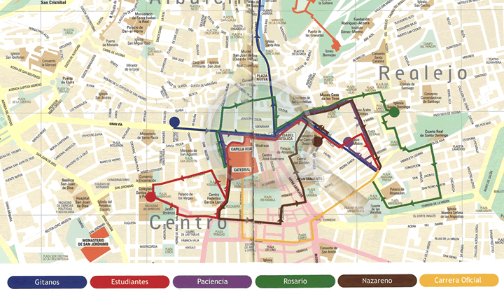 itinerarios de las procesiones miercoles santo en granada