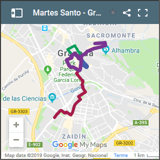 mapa de procesiones de martes santo en granada