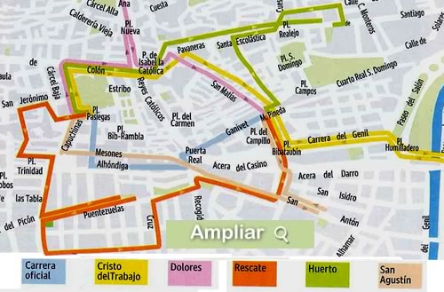 plano del recorrido del lunes santo en granada