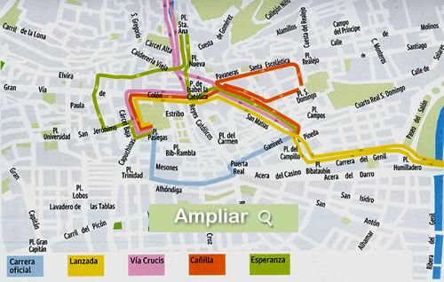 plano del recorrido del martes santo en granada