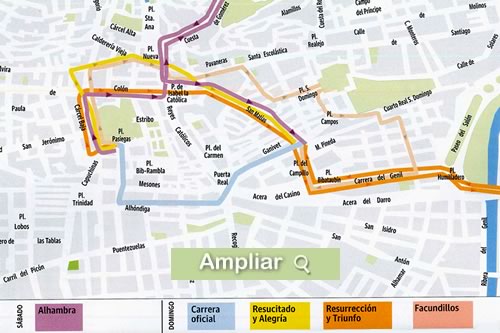 plano del recorrido del sabado santo en granada