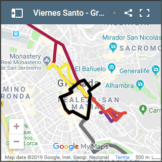 mapa de procesiones de viernes santo en granada