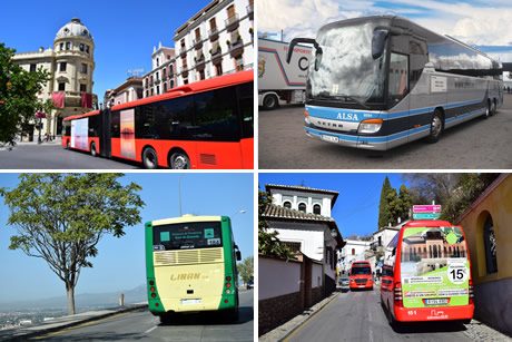 uno de los autobuses de granada que conecta alhambra con sacromonte