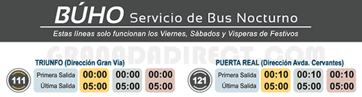 frecuencias de los autobuses buho por la noche