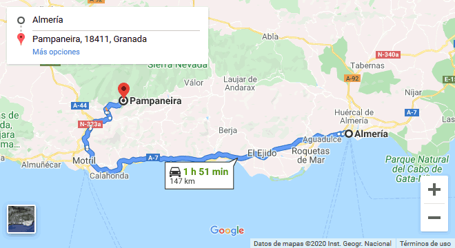 mapa como llegar de almeria a la alpujarra