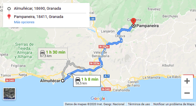 mapa como llegar de almunecar a la alpujarra