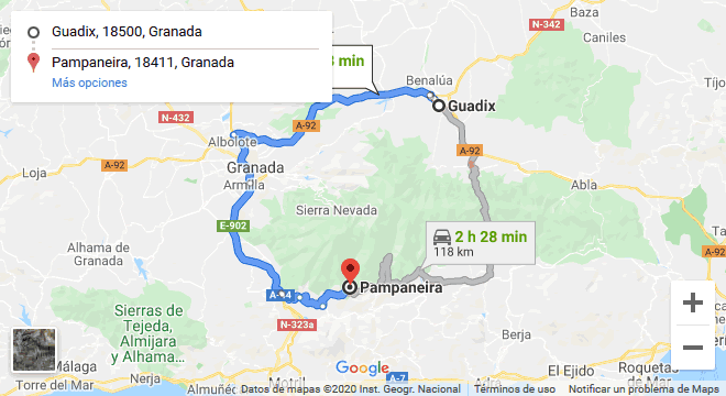 mapa como llegar de guadix a la alpujarra