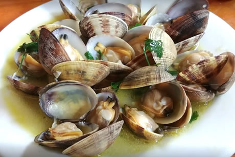 un plato de almejas en el bar pajaritos