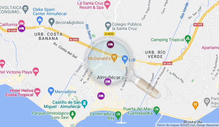 mapa de llos mejores hostales de almuñecar de granada