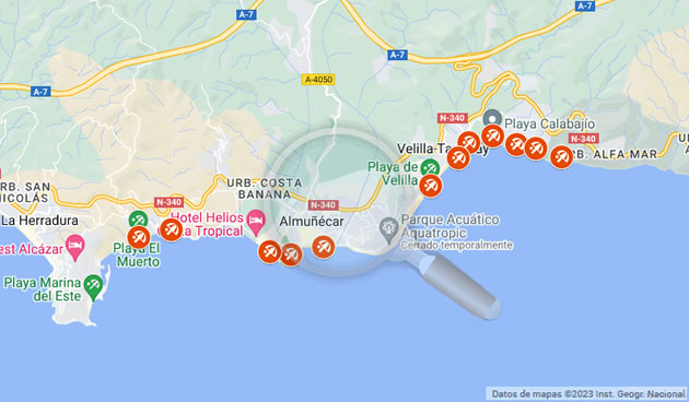 mapa de las mejores playas de almuñecar de granada