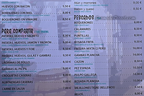 carta de precios del bar higuitos