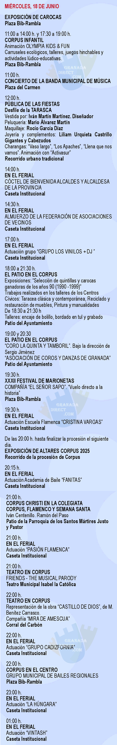 programa del corpus christi de granada el mirecoles 2025