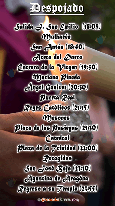 horario de despojado en domingo de ramos