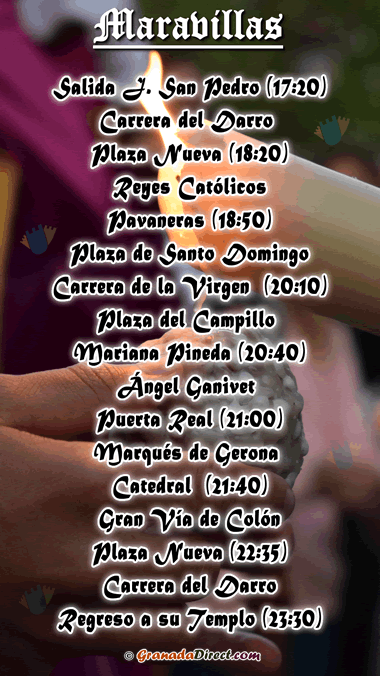 horario de maravillas en domingo de ramos