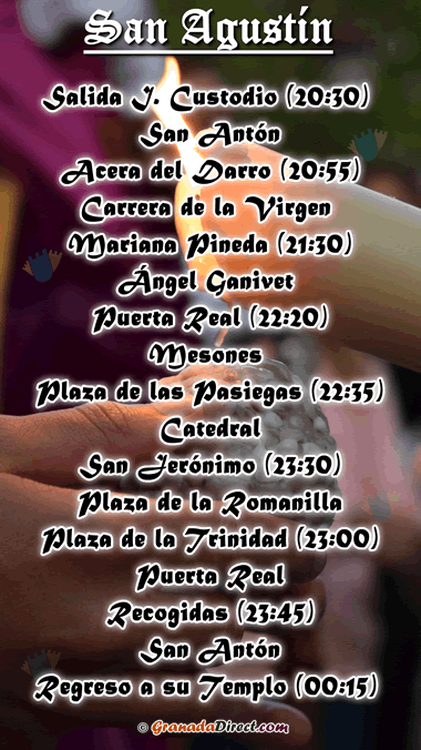 horario de san agustin del lunes santo