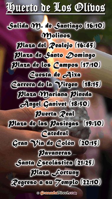 horario del huerto del lunes santo