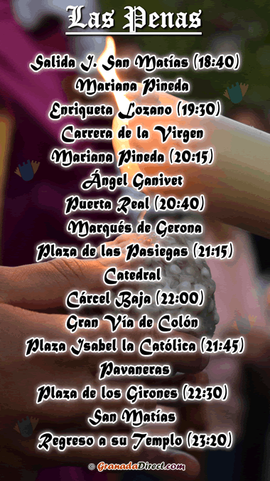 horario de las penas del miércoles santo