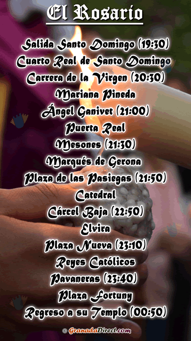 horario del rosario del miércoles santo
