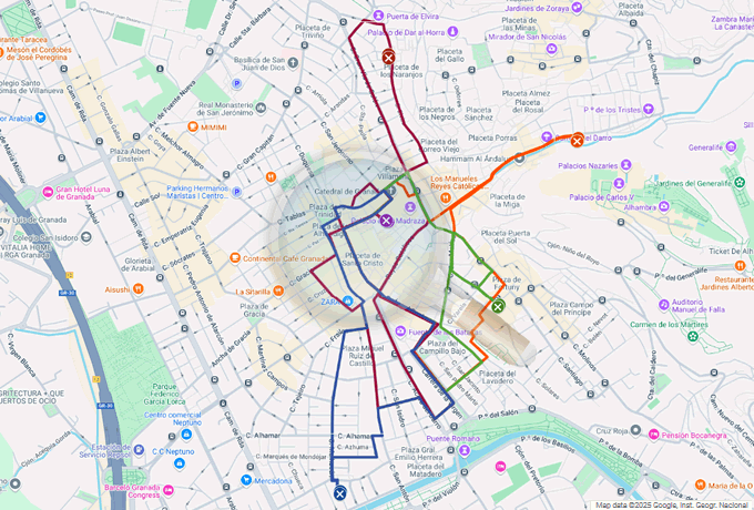 mapa de procesiones domingo de ramos en granada 2026