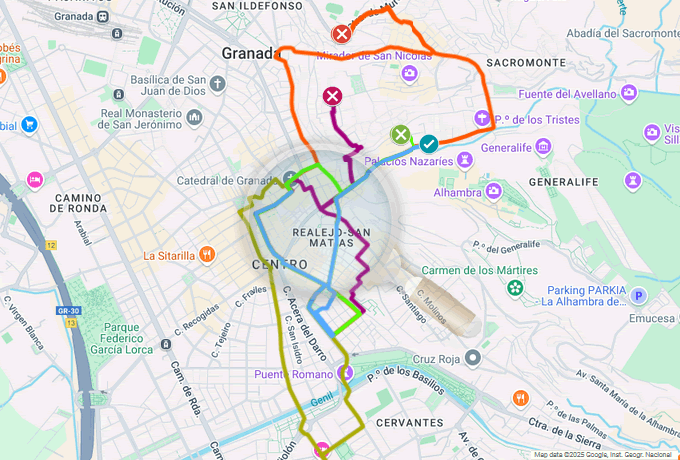 mapa de las procesiones del jueves santo en granada 2026