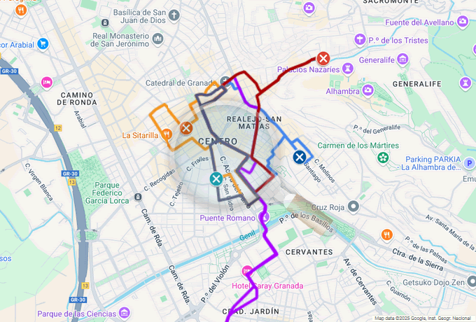 mapa de procesiones del lunes santo en granada 2026