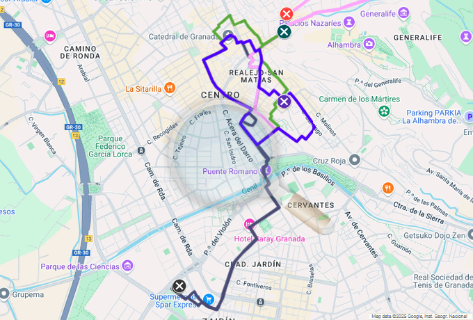 mapa de las procesiones del martes santo en granada 2026