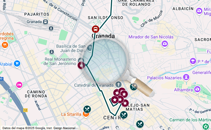 mapa del itinerario que hacer en granada en dia dos
