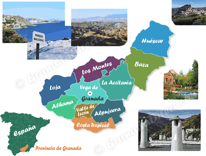 Granada map, Driving throught one of nicest places in andalucia. Discover Nature.