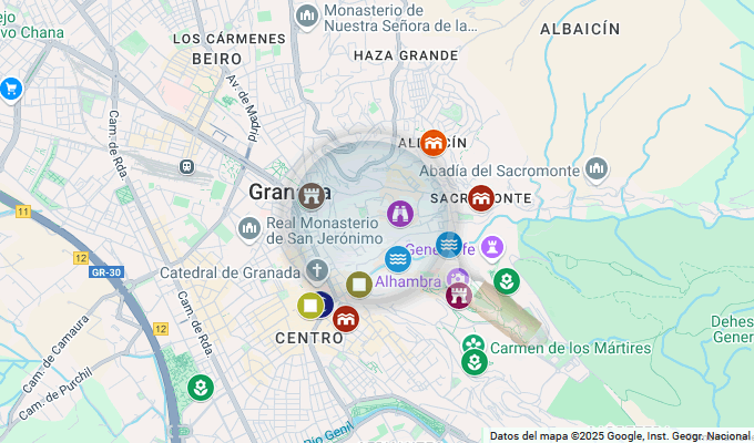 mapa de los lugares con encando de granada
